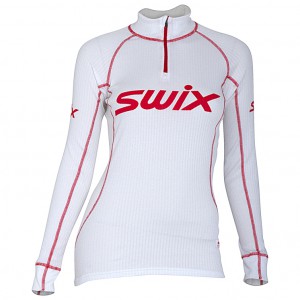 Dámské triko Swix RaceX zip bílá s červenou