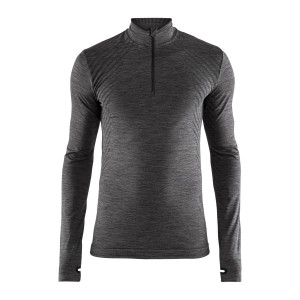 Pánské triko Craft Fuseknit Comfort Zip tmavě šedá