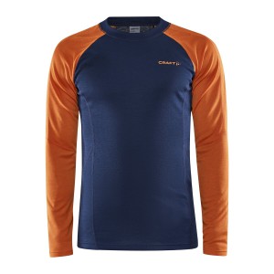 Pánské triko Craft Core Warm Baselayer LS modrá s oranžovou