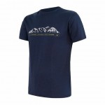 Pánské triko Sensor Merino Active PT Mountains kr.rukáv modrá