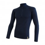 Pánské triko Sensor Merino DF Deep blue dl.rukáv zip tmavě modrá