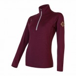 Dámská mikina Sensor Merino Upper se zipem Port red